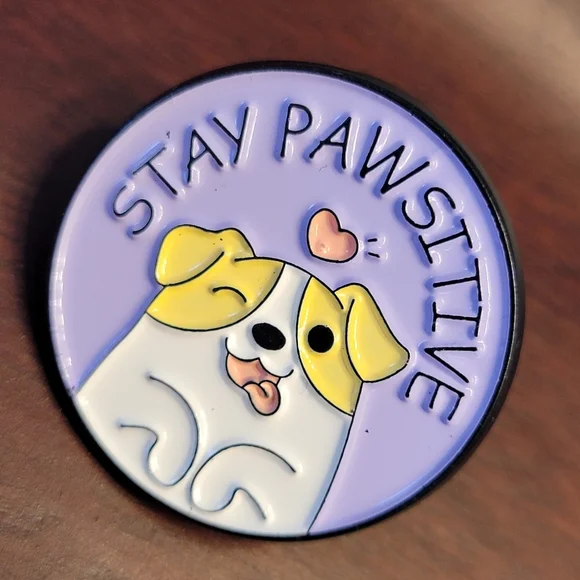 Stay Pawsitive Darling Derpy Dog Enamel Pin - Picture 4 of 10